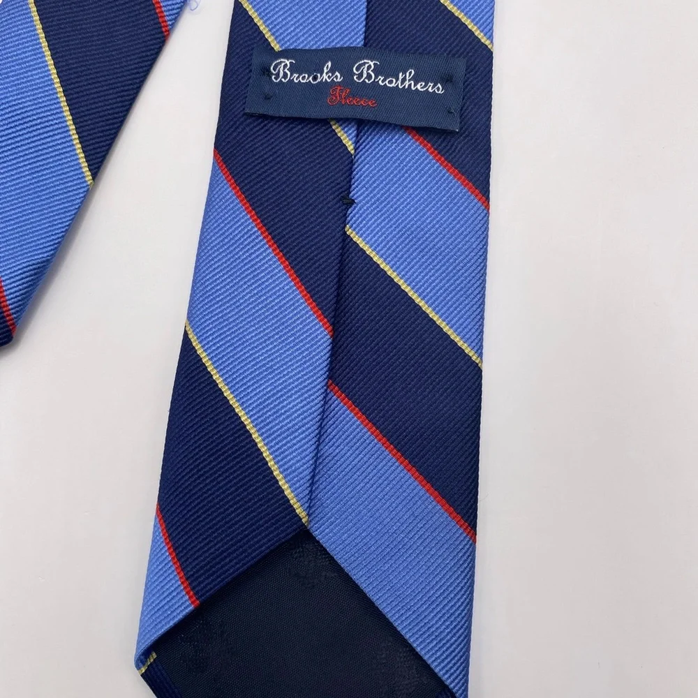 Brooks Brothers Navy and Light Blue Tie with Red and Yellow Stripes Kids
